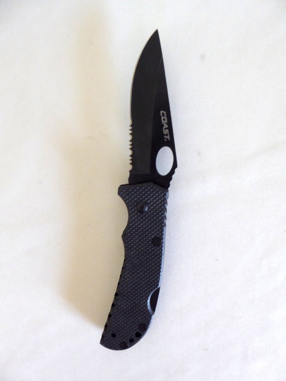 NEW 3.5” STAINLESS STEEL FOLDING STRAIGHT & SERRATED BLADE BLACK SPORT KNIFE